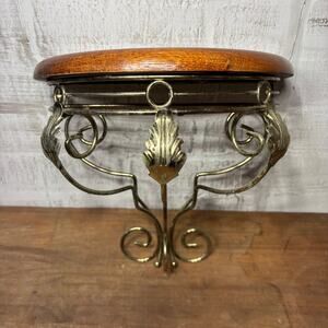 Vintage Half Moon Wood Accent Shelf